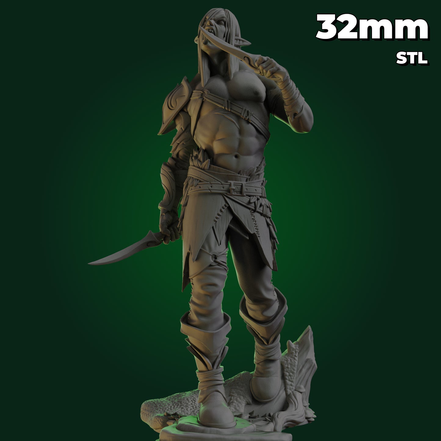 The Warrior 32mm STL Pre-Supported