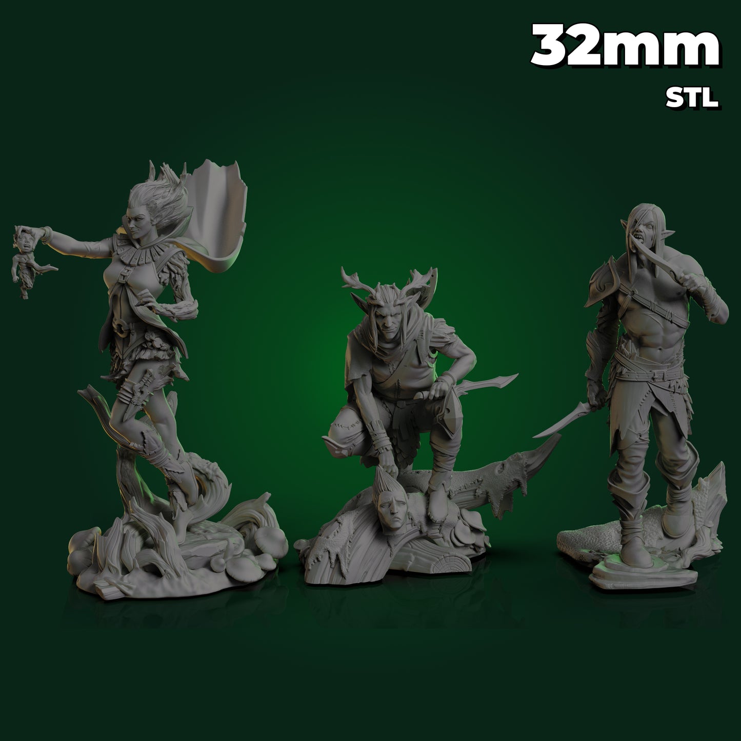 Bundle Wood Elf 32mm STL Pre-Supported