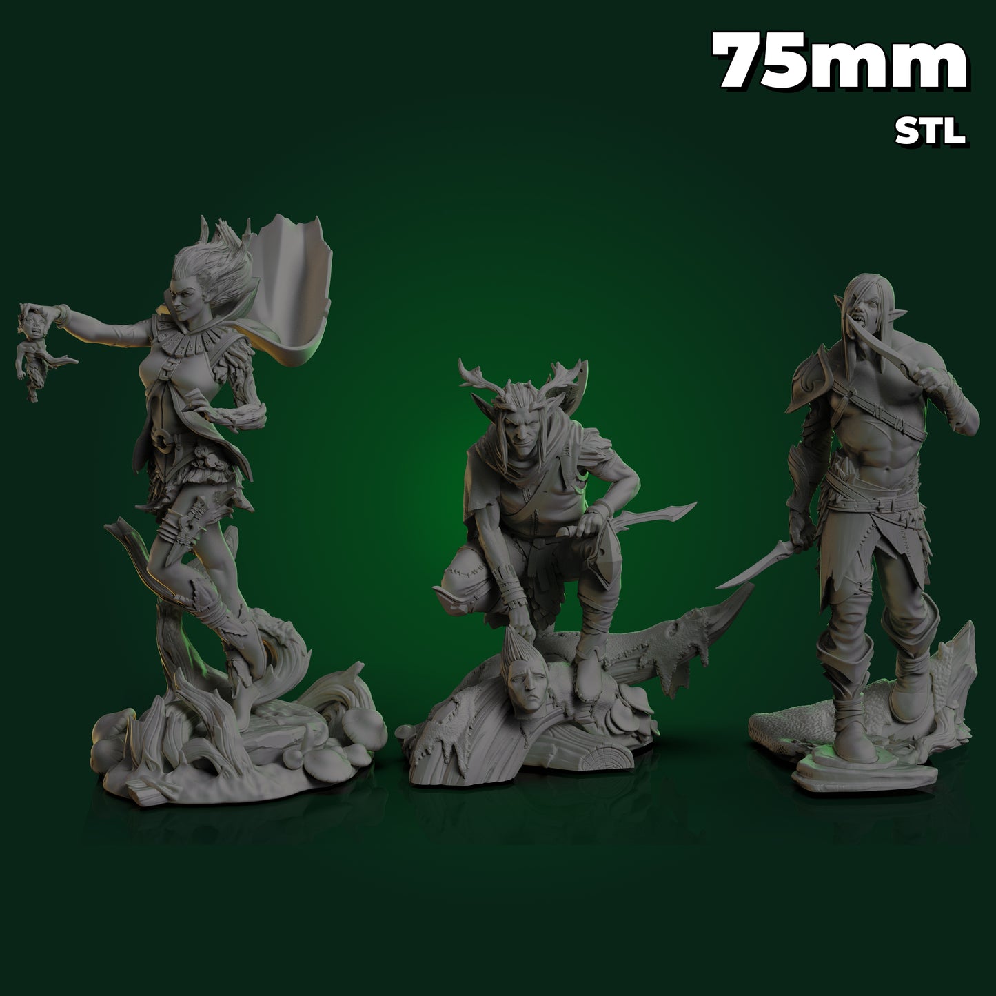 Bundle Wood Elf 75mm STL Pre-Supported